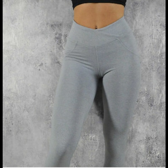 New! Gray Workout Run Yoga Activewear Leggings M - Picture 3 of 4